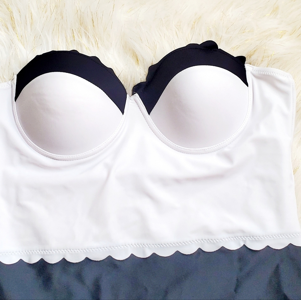 C Apparel black and white scalloped swimsuit - Picture 3 of 6